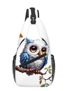 Cute Blue Owl Pattern Full-Panel Print Chest Bag