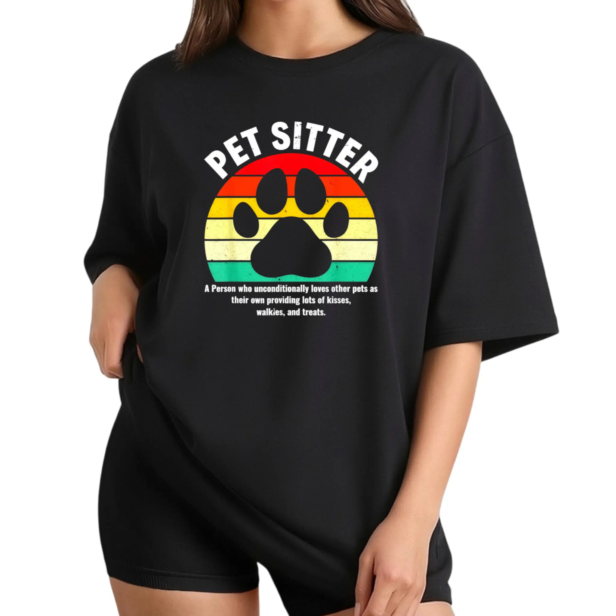 Funny Pet Sitter T-Shirt for Men & Women -  Short Sleeve Casual Tee with Paw Print & Pet Sitter Code Design, Machine Washable Gift for Dog Cat Walkers, Pet Sitting Professionals