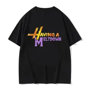 Stylish Black Printed Round Neck T Shirt For Men With Slightly Stretched Summer Design Having a Meltdown Glittery Graphic Tee Mental Health Awareness T-Shirt