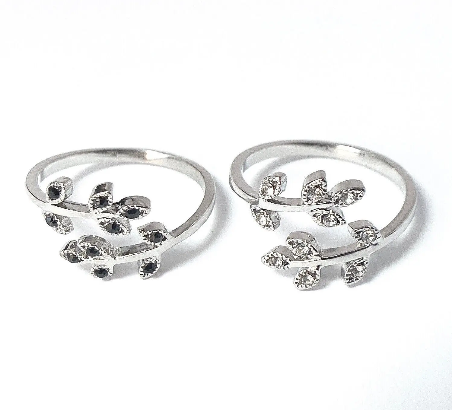 Leaves w/ Paved Gems Adjustable Mid Ring / Toe Ring