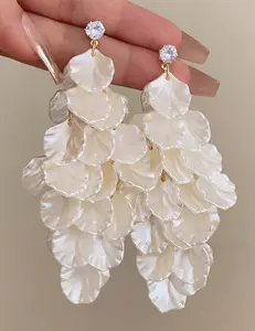 Dangling Long Drop Beige Earrings - Unisex, Party-Ready Costume Jewelry Fashion Accessory, Drop Earrings