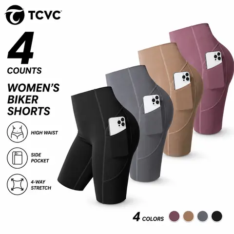 TCVC Women's High Waist Biker Shorts With Side Pocket High-Elasticity Sports Shorts, Yoga Fitness Shorts | Butt Lift & No Camel Toe For Indoor Outdoor Spring/Summer Looks
