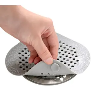 Black/Gray Drain Hair Catcher – Reusable Floor Drain Filter for Shower, Bathtub, Laundry Room & Bathroom Organization