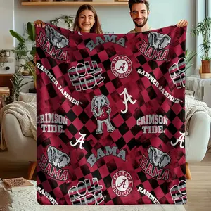 Alabama University Pattern Blanket, Warm Soft Micro Flannel Throw, Multi-Purpose Bedding, Dorm Room Decor, Gift for Family Friends, Soft Comfy Blanket, Flannel Blankets