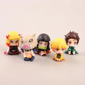 15 Style/Set Q Version Demon Slayer Sitting Ghost Doll Tanjiro Nidouzi Inosuke Zenizu Figure Action Figure Movie Model Toys Doll