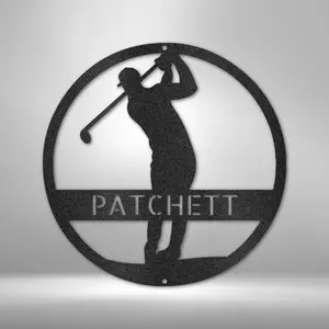 Customizable Golf Monogram or Name Metal Wall Art - Golfer Monogram - Indoor Outdoor Steel Sign