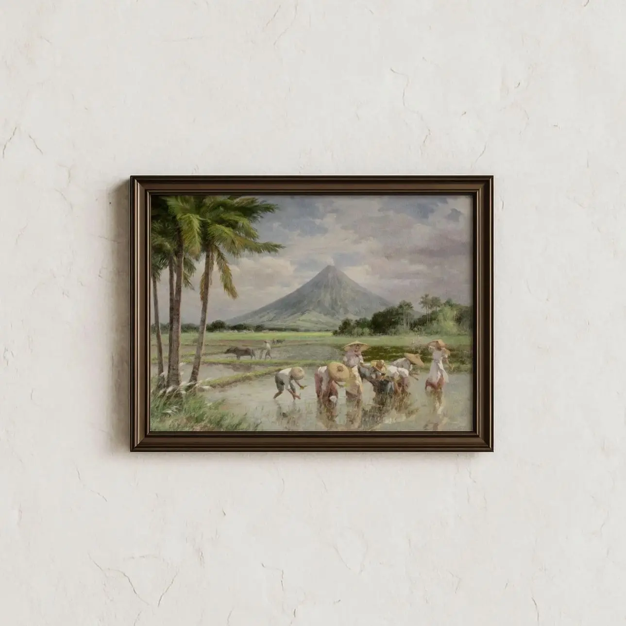 Planting Rice Wall Art, Filipino Countryside Landscape, Vintage Philippines Poster, Pastoral Farm Scene Decor | Unframed E