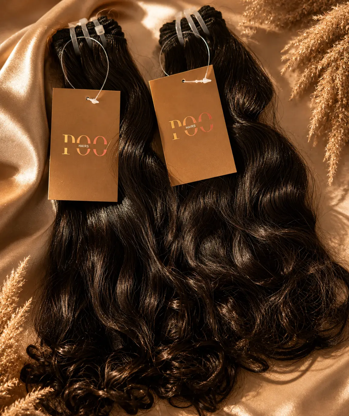 Bouncy Straight Raw Indian Hair Bundles, 2 x 14" Double Drawn Weft Set, Full Volume Human Hair Extensions, Silky, Washable, Minimal Shedding
