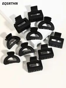 Black hair clip 10-piece set small-rectangular semicircle hollow design simple Joker hair clip solid color matte texture everyday Joker delicate ladies hair accessories Hair Claws