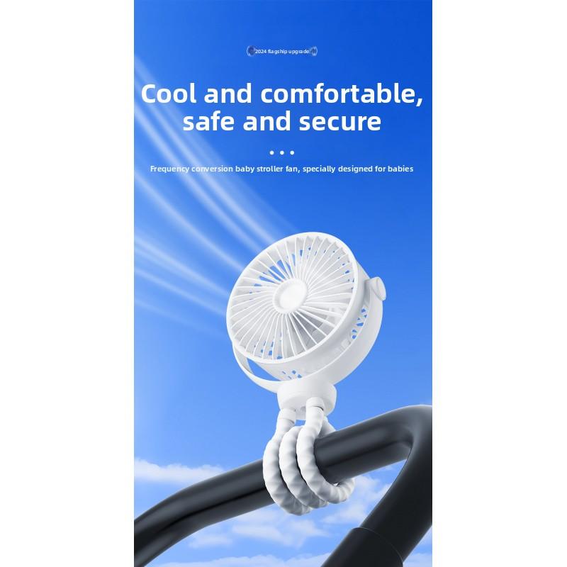 Portable Octopus Fan for Strollers, USB Rechargeable, Quiet & Foldable, Perfect for Outdoor Use