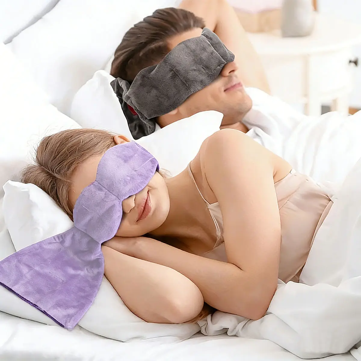 4-Fold Portable Lavender Scent Eye Mask, Sleeping Mask, Sleeping Eyemask, Eye Masks for Sleep, Eyemasks for Sleeping, Weighted Eye Pillow, Blackout Warm Compress Eye Mask, Soothes Dry Eyes, Eye Care Accessory for Travel, Office Naps and Night Sleep