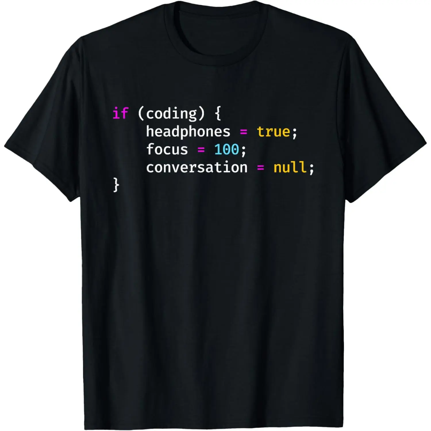 100%cotton Funny Joke Programming If Coding Headphones Focus T-Shirt T-Shirt