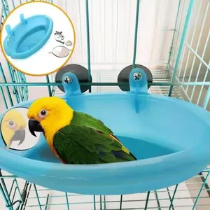Mirrored Bird Bath Tub, Hanging Shower Basin for Parrot, Fun Pet Toy & Cage Decoration Accessory