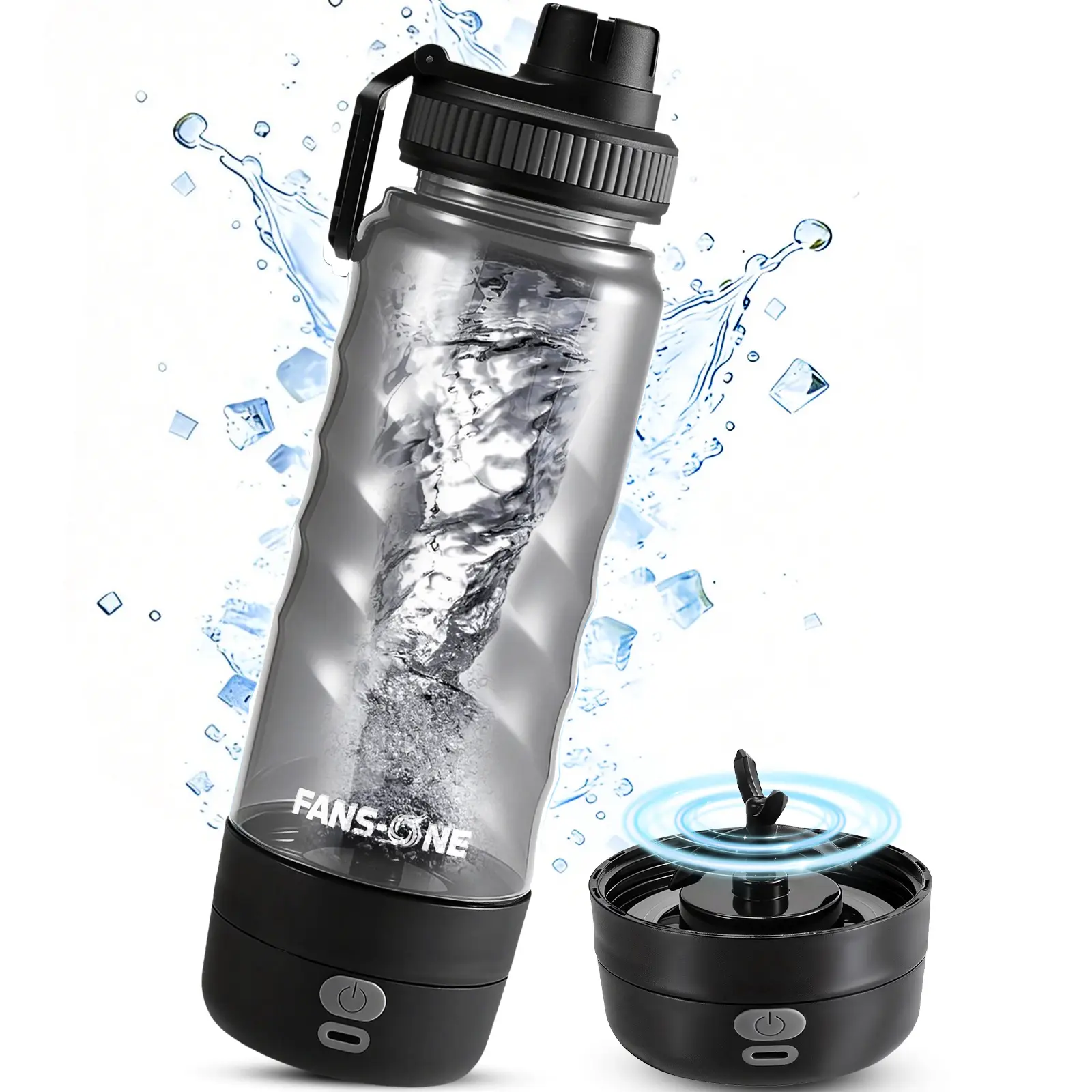 Electric Protein Shaker Bottle, 24 oz USB C Rechargeable Electric Mixer, Shaker Cups for Protein Shakes and Meal Replacements, Portable Blender Self Mixing Cup for Gym Workout, Black