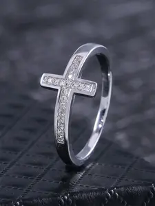 1 PC Fashion Cubic Zirconia Cross Ring For Women For Valentine's Day Gift Wedding Engagement Anniversary Party Jewelry