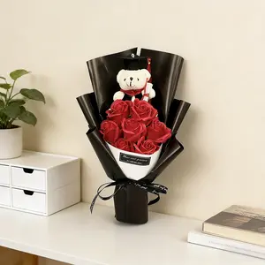 Graduation Gift Bouquet Set, Artificial Flowers, Cartoon Sunflower Design, Ideal for Graduation Photoshoots & Festive Occasions, Perfect Floral Centerpiece Decor