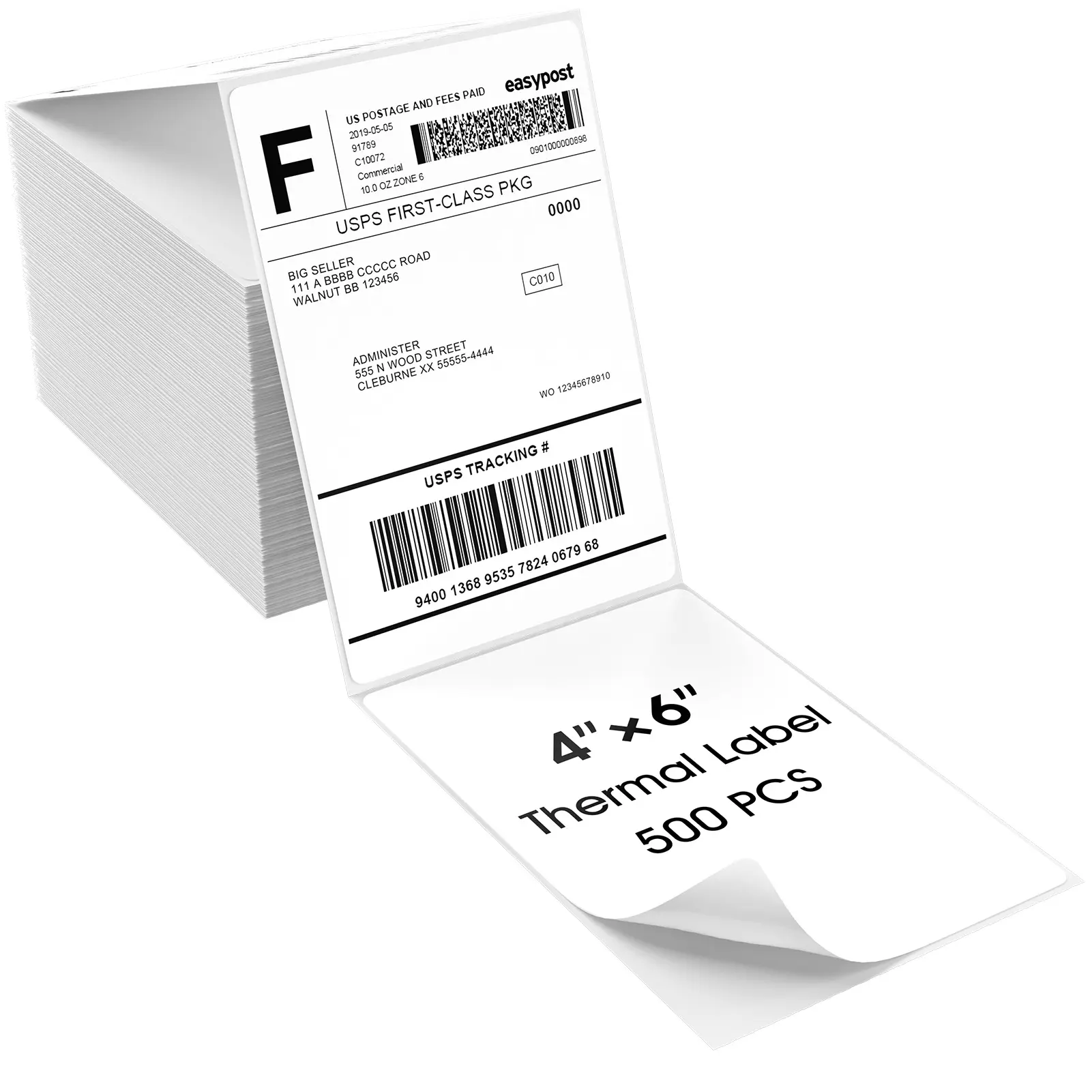 MaxGear 4x6 BPA-Free Barcode-Ready Direct Thermal Labels, 500 Fanfold Perforated White Commercial Grade Permanent Adhesive, Durable Protection, Fade/Moisture-Resistant, for E-Commerce Warehouses, Compatible with Most Thermal Label Printers, 1 Stack