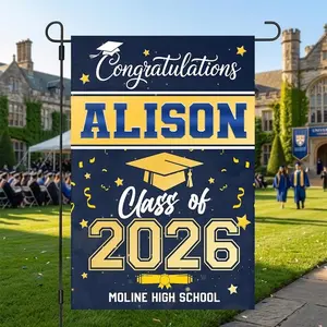 [5 Styles] Personalized Graduation Garden Flag, Class of 2026 Yard Sign, Outdoor Graduation Decoration