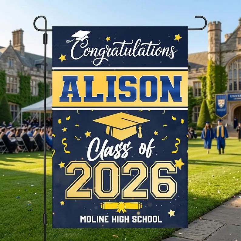 [5 Styles] Personalized Graduation Garden Flag, Class of 2026 Yard Sign, Outdoor Graduation Decoration