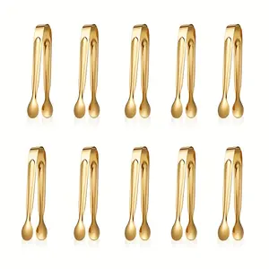 10-Piece Stainless Steel Mini Tweezers Set, Durable Serving Ice Clip, Ideal for Tea Snacks Cheese Candy Buffet Bars Events, Tongs