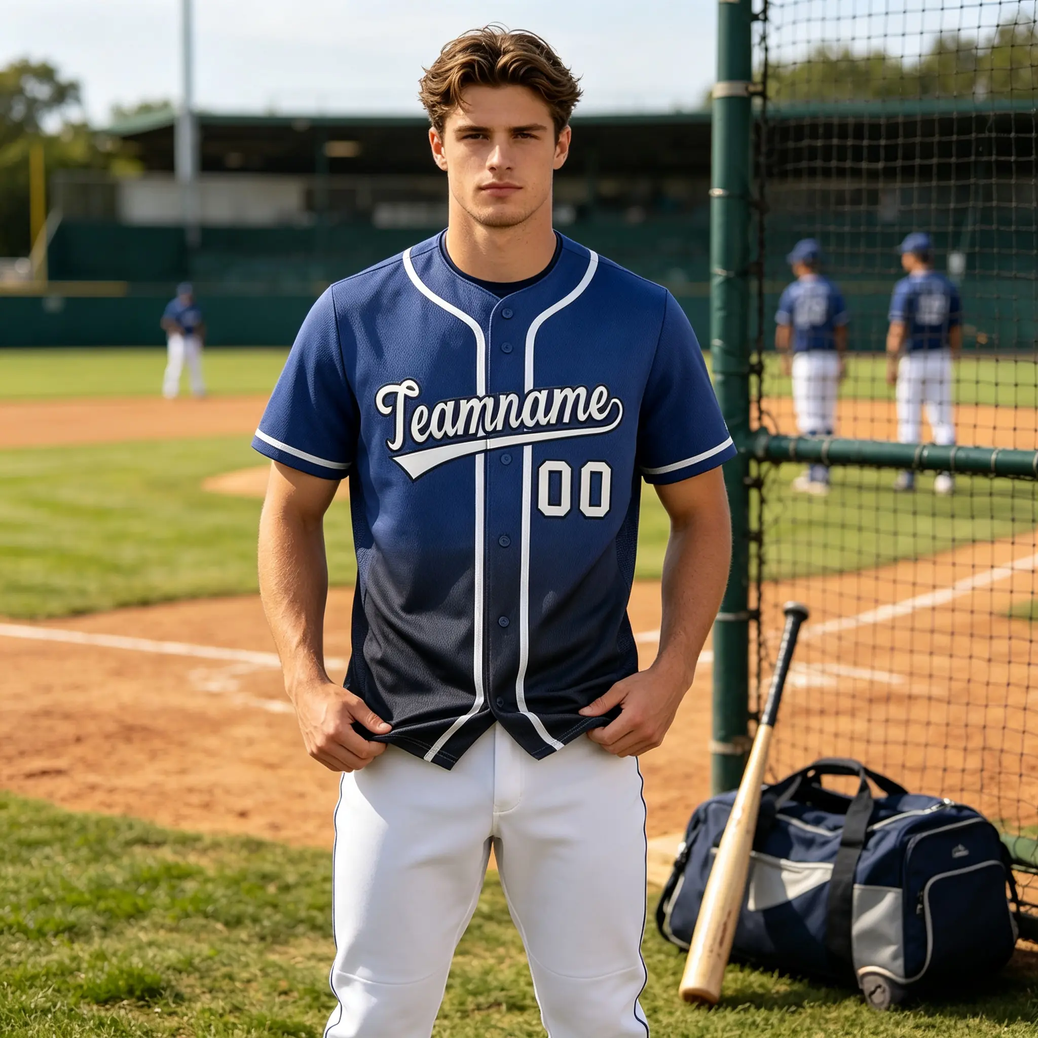 2024 Summer Gradient 3D Print Baseball Jersey Adult Kids Unisex Custom Sports Uniforms Casual Baseball Shirts for Wholesale