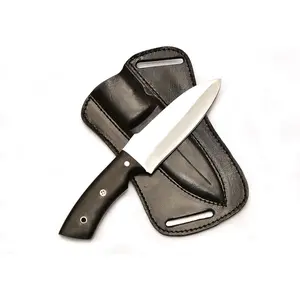 Custom Handmade Hunting Tracker Knife with Back Belt Leather Sheath - Ideal for Skinning, Hunting, Outdoor Camping, Hiking - EDC Stainless Steel Blade Knife, Bushcraft Knives with Micarta Handle.