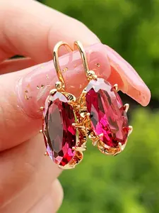 1 Pair Glamorous Cubic Zirconia Drop Earrings For Women For Gift Wedding Jewelry