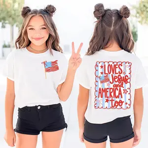 Christian Girls Loves Jesus and America Too T-Shirt, 4th of July Girls Shirt, Patriotic Faith Tee, America 250 Girl Tee, Independence Day Outfit, Gift for Boys Girls, Unisex Graphic Tee, Trending Shirt