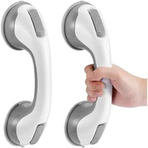 Shower Grab Bar 12 Inch Suction Cup Grab Bars for Bathroom & Shower, Removable Shower Safety Handle Heavy Duty Bathtub Grip for Seniors & Elderly, Strong Handrails No Drilling Waterproof, Grey