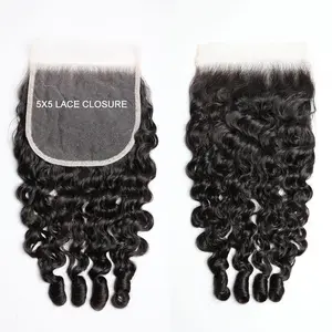 Bele Hair 5x5 Lace Closure Burmese Curly Hair Extension 99J Colored Hair Closure Only 5X5 Transparent Swiss Lace Suits Every Skins Well Black and 99J Color Lace Closure Burmese Curly Hair With Spiral Curly Ends 180% Density Full Hand-made Closure