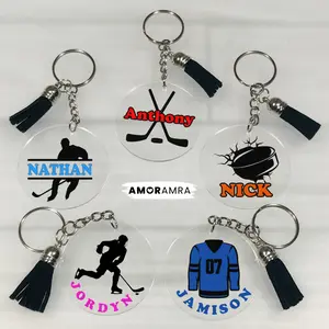 Personalized Ice Hockey Keychain, Hockey Team Bulk Gift