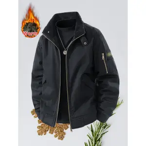 Bmuvlss Men's Full-Zip Winter Jacket with Stand Collar & Zippered Pockets - Heavy-Duty Cold Weather Coat, /, Hand Washable, Tan/Brown for Work,M Casual (Regular Fit) - No Bulk Under Coat Needed, Winter Jackets For Men, Vintage Men Clothes, Winter Clothes