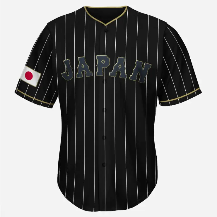 Japan Baseball Jersey - striped / black