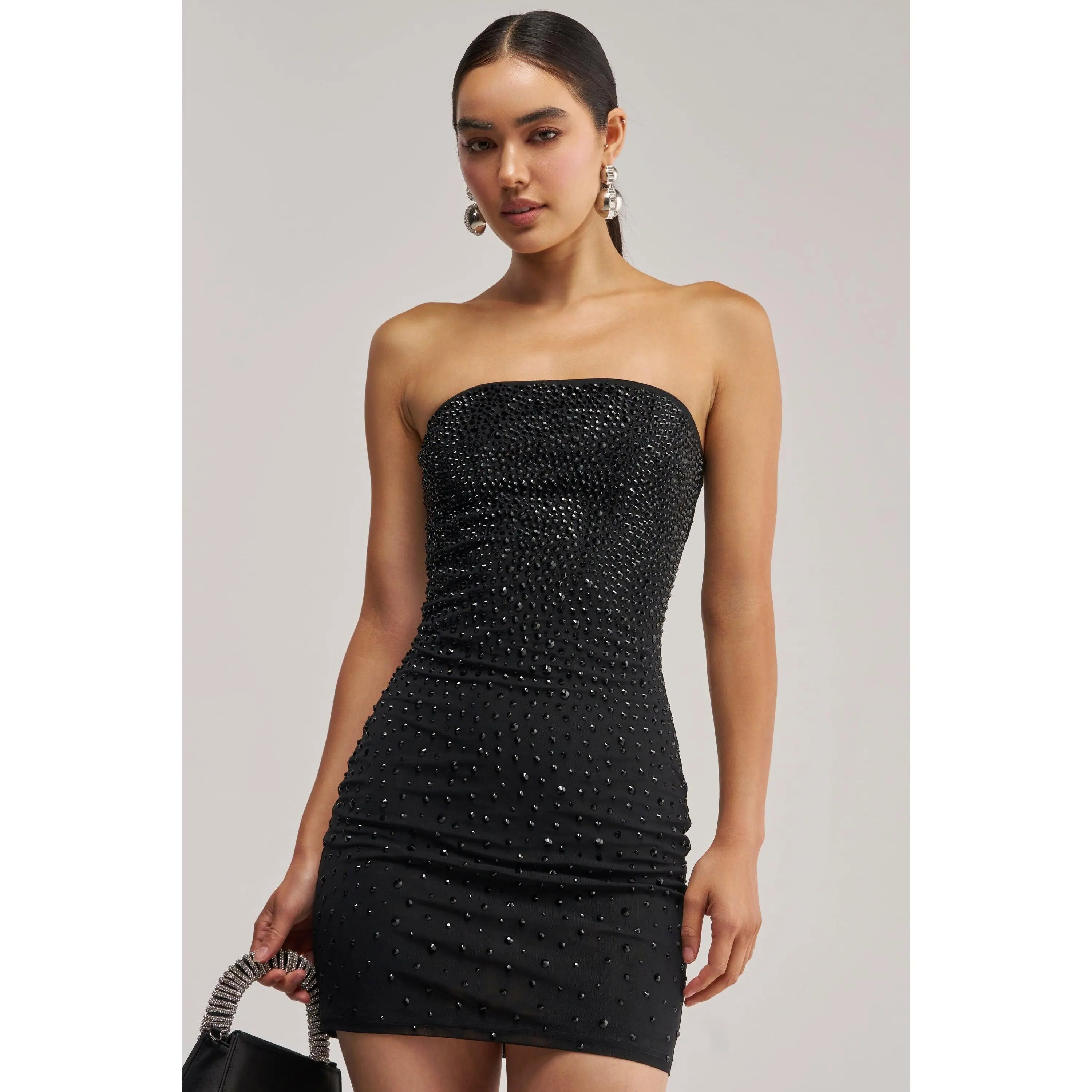 CALL IT CHEMISTRY RHINESTONE MINI DRESS IN BLACK