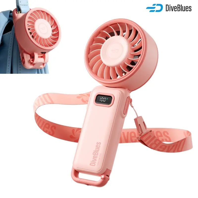 Ocoopa&DiveBlues Handheld Fan 3600mAh Rechargeable Battery, 5 Gear High Speeds, LED Display, Powerful Airflow, 16Hrs Cooling, Portable Fans for Travel, Outdoor Use summerwins,summerwins, Rechargeable Wearable Fan, Fan Portable, Mini Portable Fan