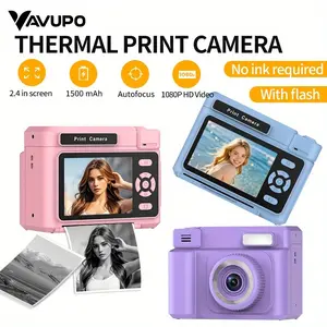 Portable Inkless Instant Thermal Printer Camera with Auto-Focus, 1080P Video Recording, Flash Capture, Rechargeable Battery, Smartphone/Tablet Compatibility, Travel-Friendly Design