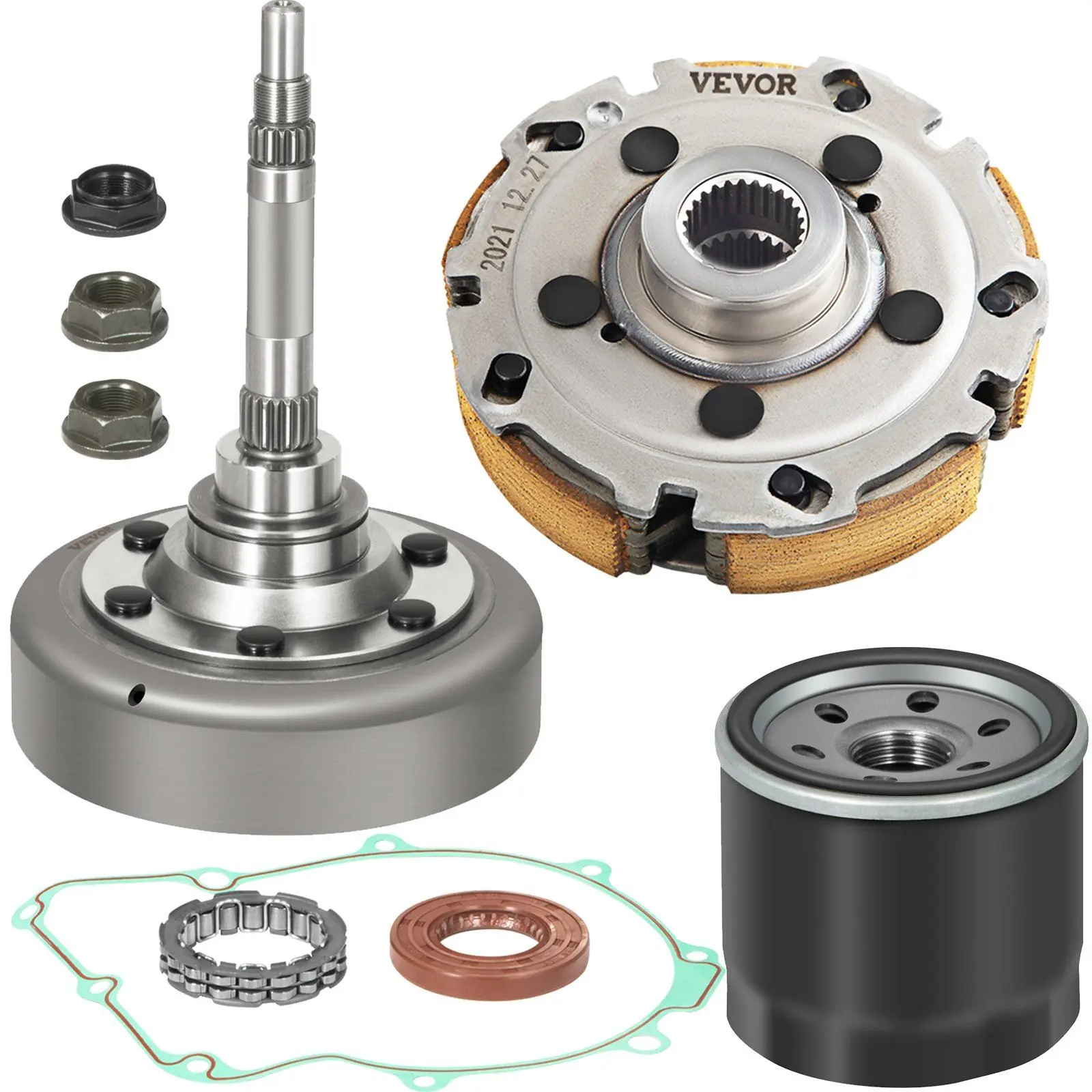 VEVOR Wet Clutch Kits Assembly compatible with UTV ATV 500 700 MSU-500 MSU-700 Massimo Alligator Menards Yardsport Qlink FrontRunner Supermach, Full Set, Aluminum Alloy, Precision Fit