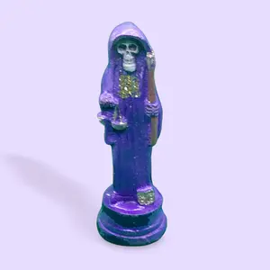 Santa Muerte statue 5.5 inch Purple charged curada