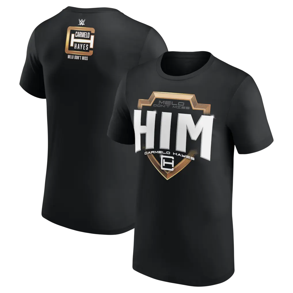 Men's Black Carmelo Hayes HIM Logo T-Shirt, Vintage WW.E Graphics Tee, Gift for Men And Women