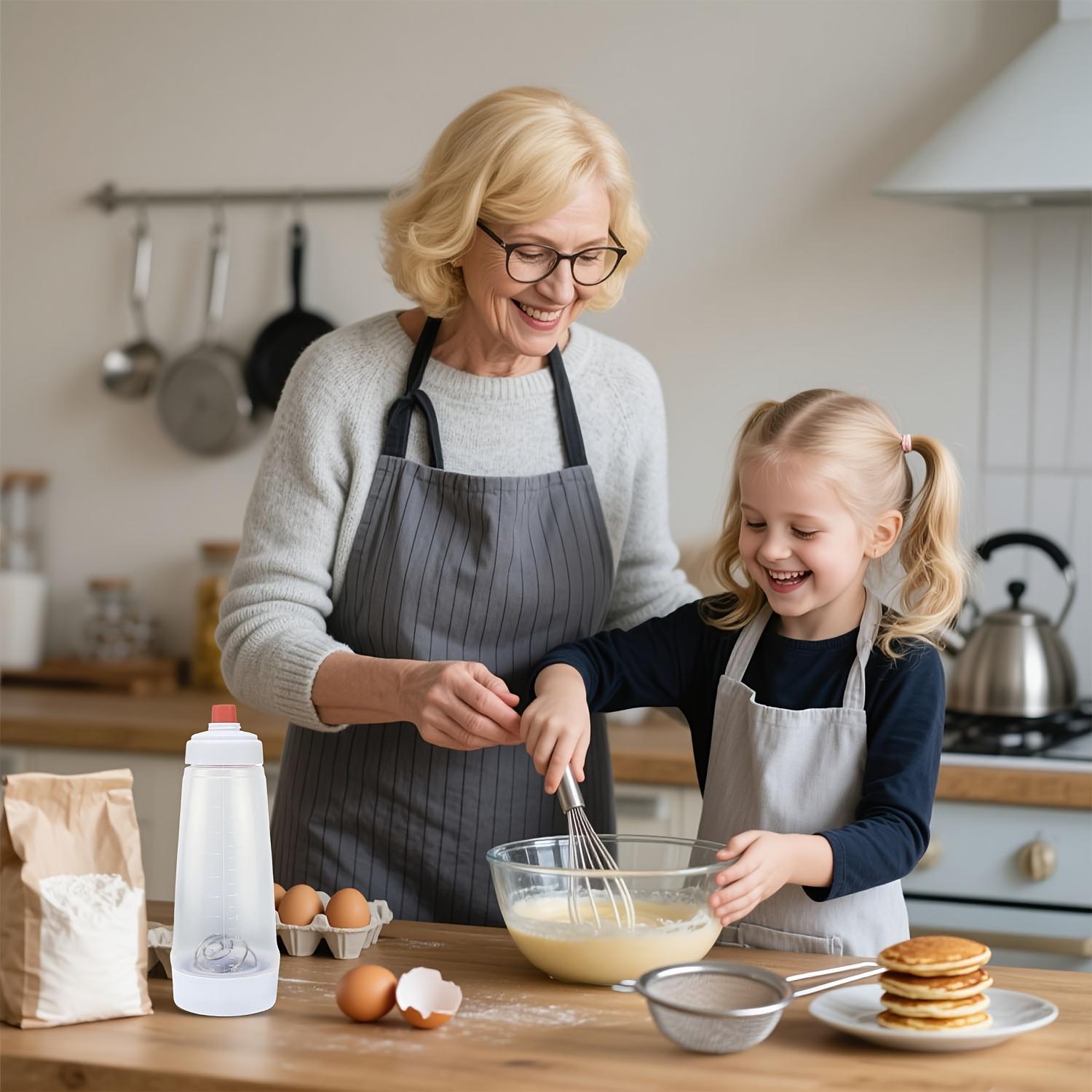 Pancake Batter Dispenser and Mixer with BlenderBall for Pancakes Waffles Muffins & Cupcakes Easy Pour Spout Reusable Plastic Silicone Kitchen Bakeware 4.5 Cup Capacity cooking utensils Value Pack Spring Kitchen Gadgets love gift