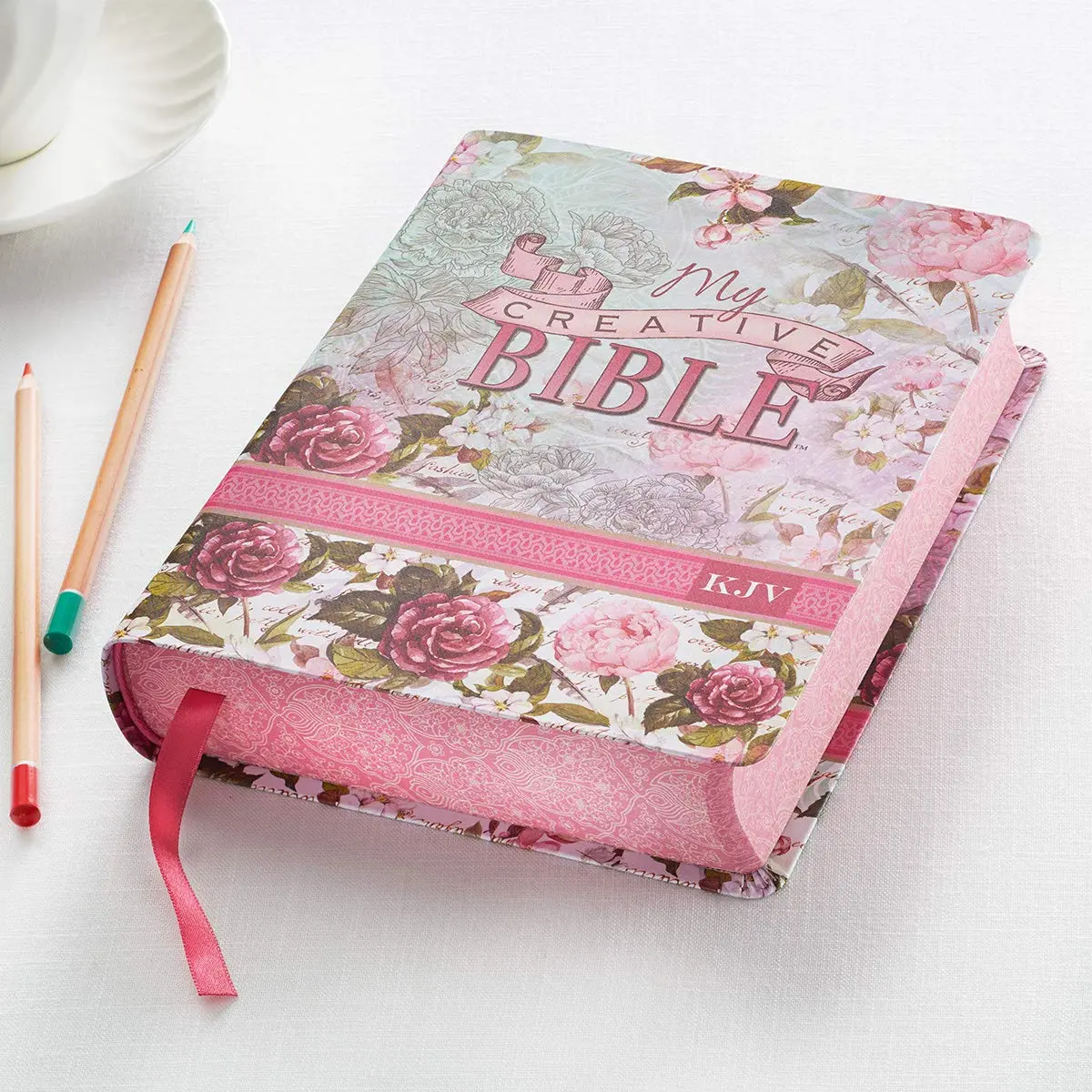 KJV Holy Bible, My Creative Bible, Faux Leather Flexcover - Ribbon Marker, King James Version, Pink Floral (KJV Creative Editions)