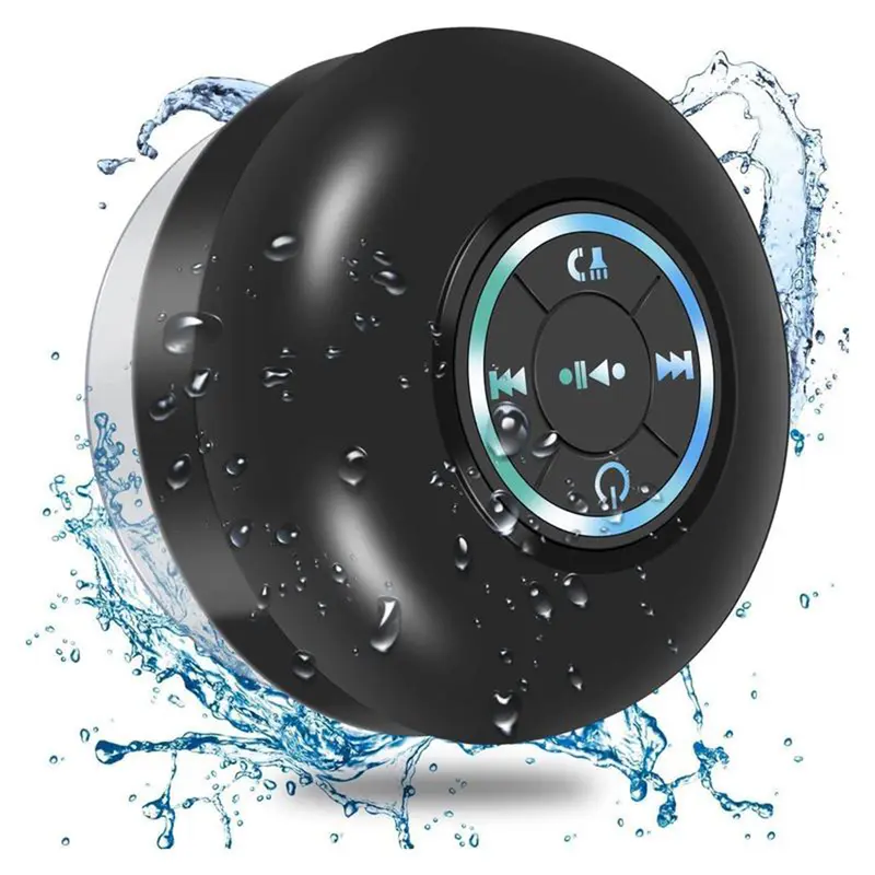 2PACK Mini Bluetooth Shower Speaker with LED light, Portable IPX4 Waterproof, Hands-Free Speakerphone. Rechargeable Using Micro USB, Wireless Stereo for Beach, Shower & Home
