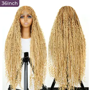 #T274/614 36 Inches Full Lace Premium Synthetic Fiber Bohemian Box Braided Wigs Knotless SuperNova Hair #Summervibes