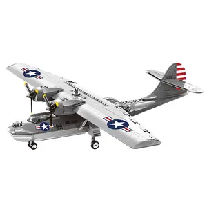 Pby-5a Catalina Waterplane Building Block Display Toy, Mixed Colors, Abs Material, Perfect for Living Room Decor, New Home Birthday Gift, Ages 6+