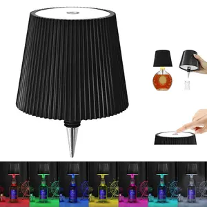 Fine Line Styling Plug-in Touch Cordless Wine Bottle Lamp, 3 Colors and Stepless Dimming, RGB and 2Color Changing Modes, USB Rechargeable Table Lamp, Suitable for Bars, Restaurants, Bedrooms and Camping, Home Decor Light, Atmosphere Lighting