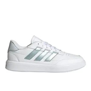 adidas Womens Courtblock Metallic Lace Up Sneakers Shoes Casual - White