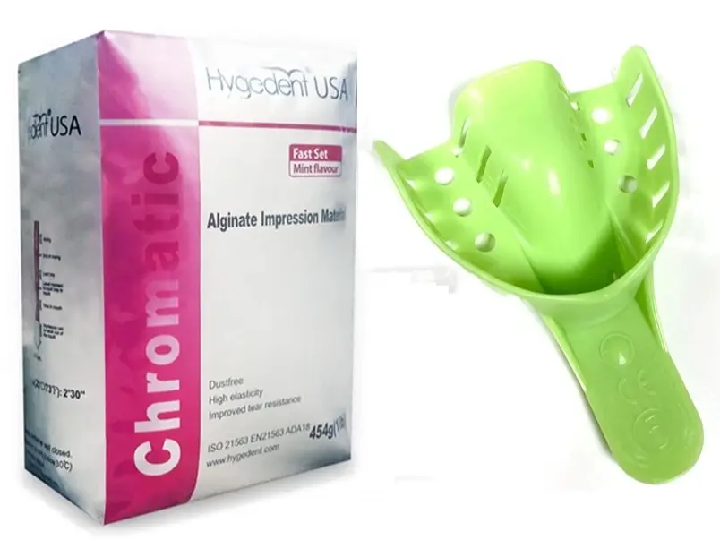 Fast Set Mold Mouth Impression Kit - 1lb Alginate + 12 Small Upper Trays