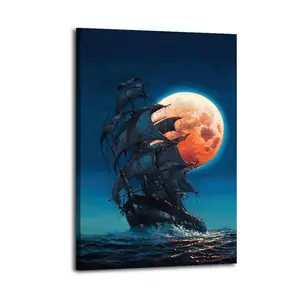 Vintage Poster Medieval Pirate Ship Art Poster Decorative Painting Canvas Wall Art Picture Print Modern Family Bedroom Decor