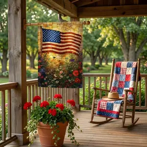 American Flag Garden Flag, Patriotic Stained Glass Style Yard Flag, 1776-2026 Independence Day Decor, Fourth of July Flag