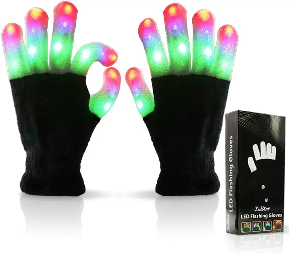 LED Light Up Gloves, Flashing Sensory Toys for Autism, Cool Party Gifts for Kids Teens Adults